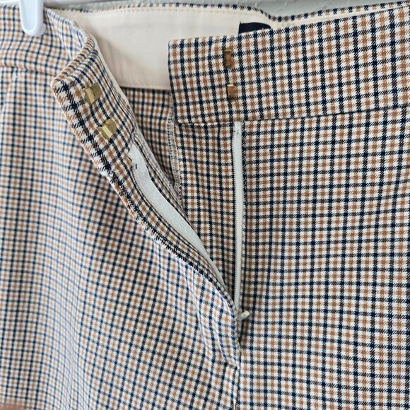 J Cew Crop Flare Pants 14 Tan Gingham Plaid Heritage Career Dress Preppy Trouser - Picture 13 of 14